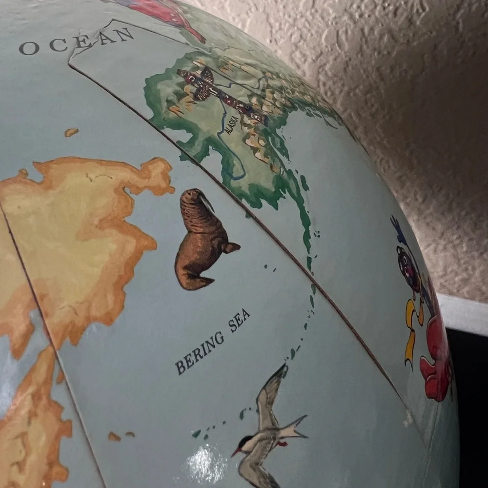 Vintage 1985 Sesame Street World Globe Rand McNally Muppets Educational Globe US